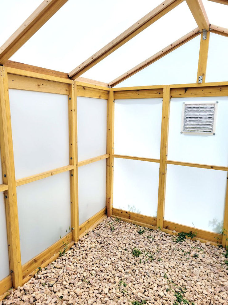Greenhouse with 8-foot tall frame